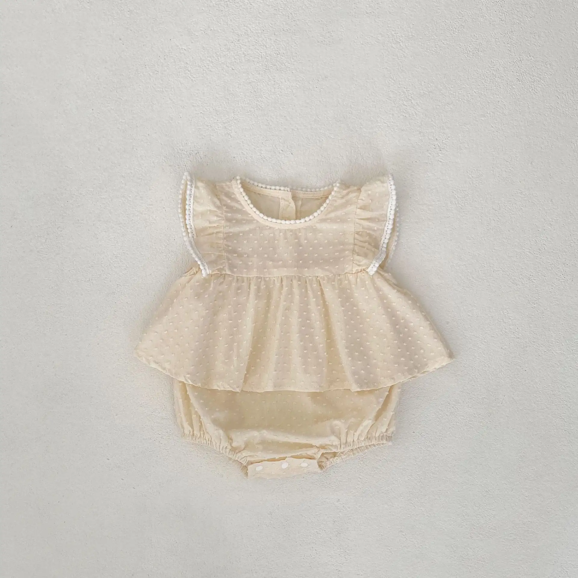 Solid Color Stitching Sleeves Princess Dress Triangle Rompers Jumpsuit