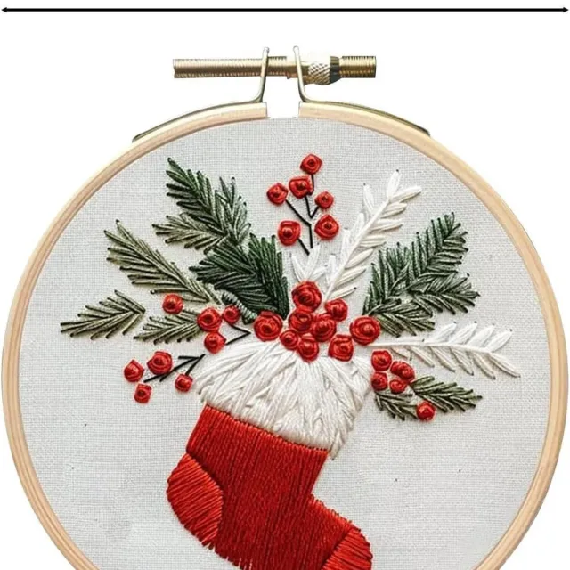 Cross border New Embroidery Christmas Embroidery KIT Christmas KIT Embroidery Handicraft DIY Material Red Socks - Shop at LoveMi