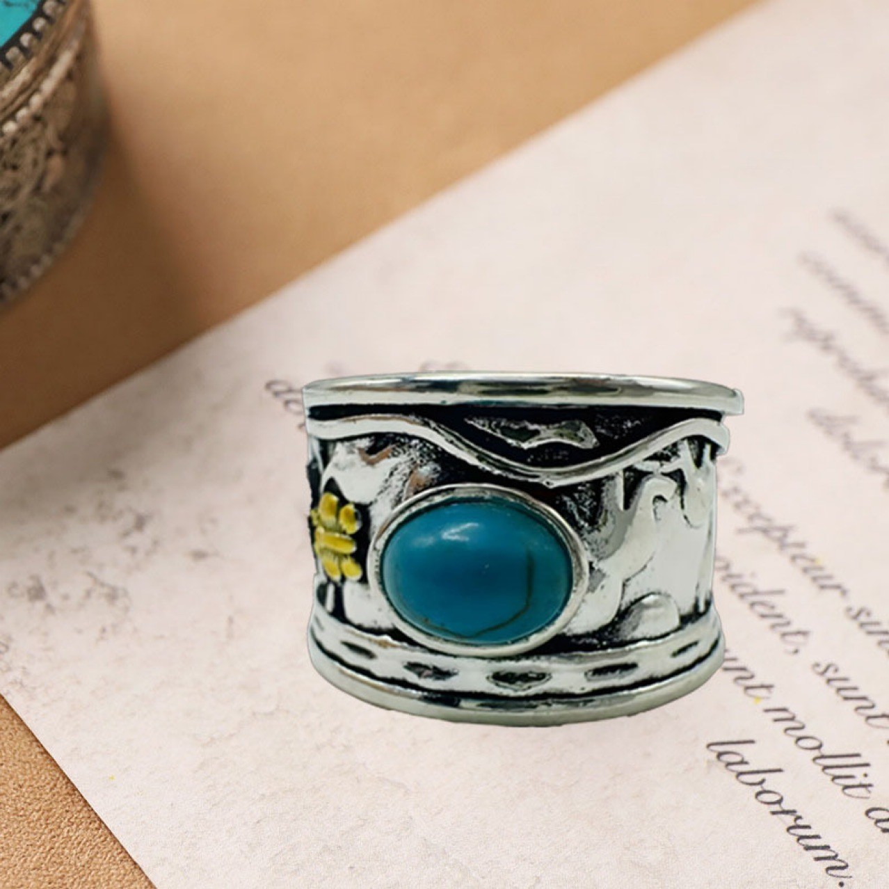 Retro Thai Silver Moonstone Ring With Butterfly Onyx