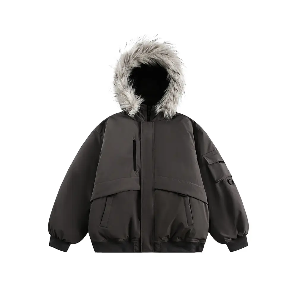 Retro Fur Collar Hood Parka Down Jacket Women's Winter Thickened