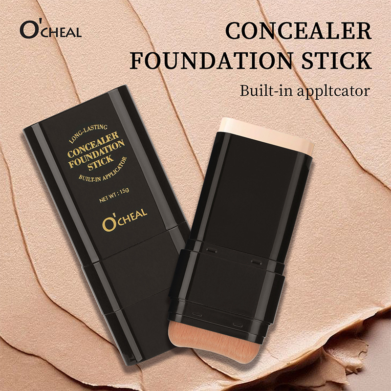Makeup Concealer Smear-proof Makeup Liquid Foundation Powder Puff Brush Solid Foundation Cream Two-in-one English Version