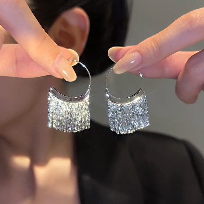 High Grade Metal Tassel Earrings For Women's Light Luxury
