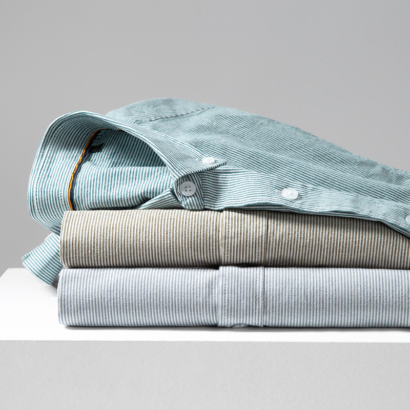Men's British-style Striped Gray-and-white Coat And Shirt Trendy