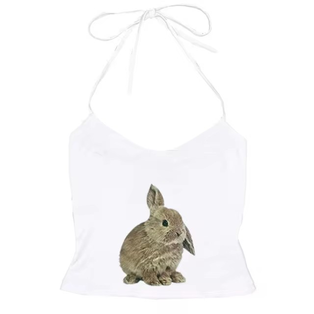 Cute Sweet Rabbit Printed Summer Sling Top Suit