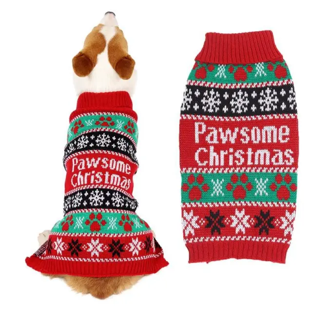 Pet Dog Clothes High necked Contrast Color Sweater Red - Shop at LoveMi