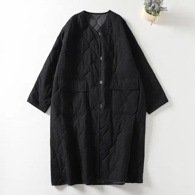 Literary Cotton And Linen Retro Cardigan Robe Cotton Coat Jacket Black - Shop at LoveMi