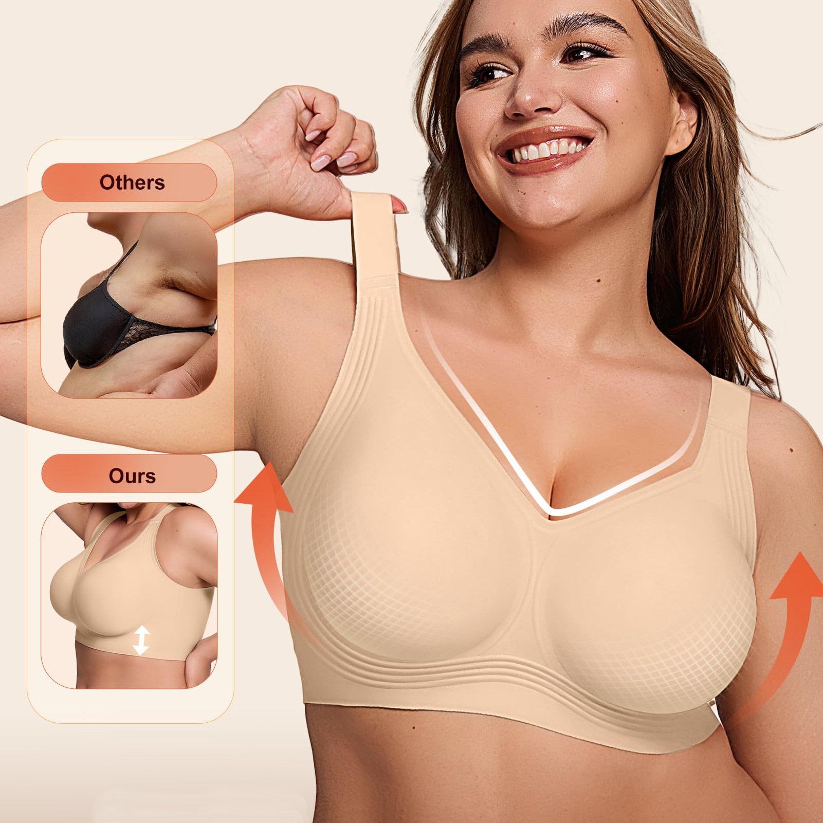 Soft-support Wireless Comfortable Push-up Seamless Bra For Women With Larger Busts