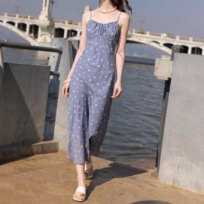 Temperament Wild V-neck Floral Sling Dress