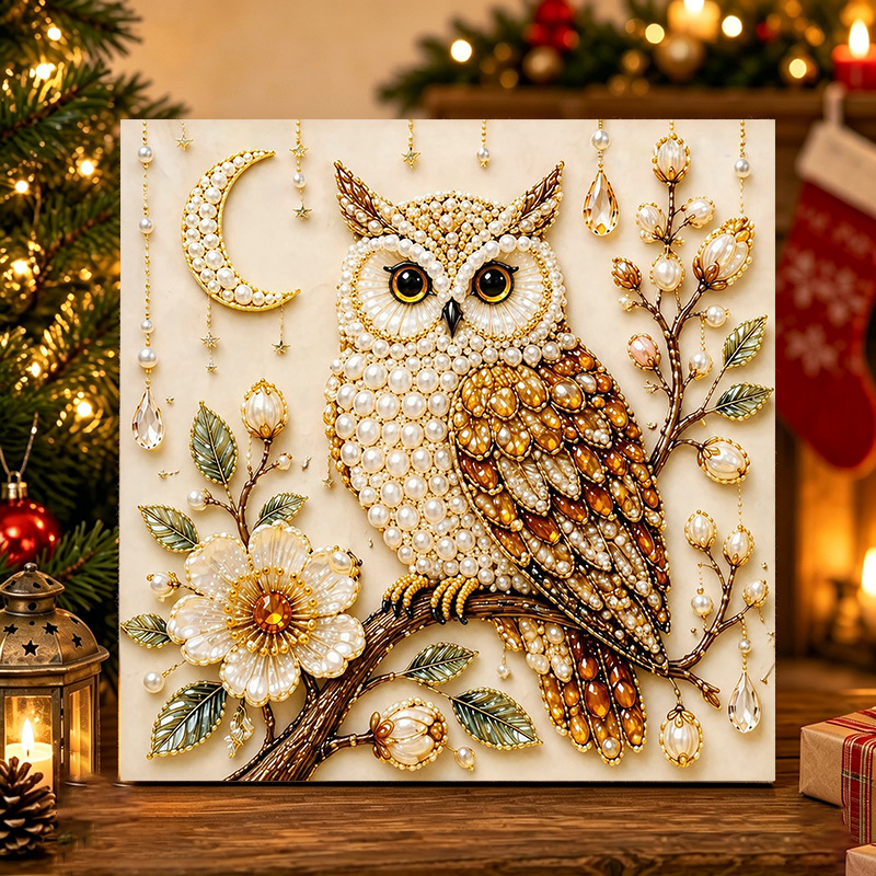 Floral And Red Bird Animal Handcrafted Pearl Painting