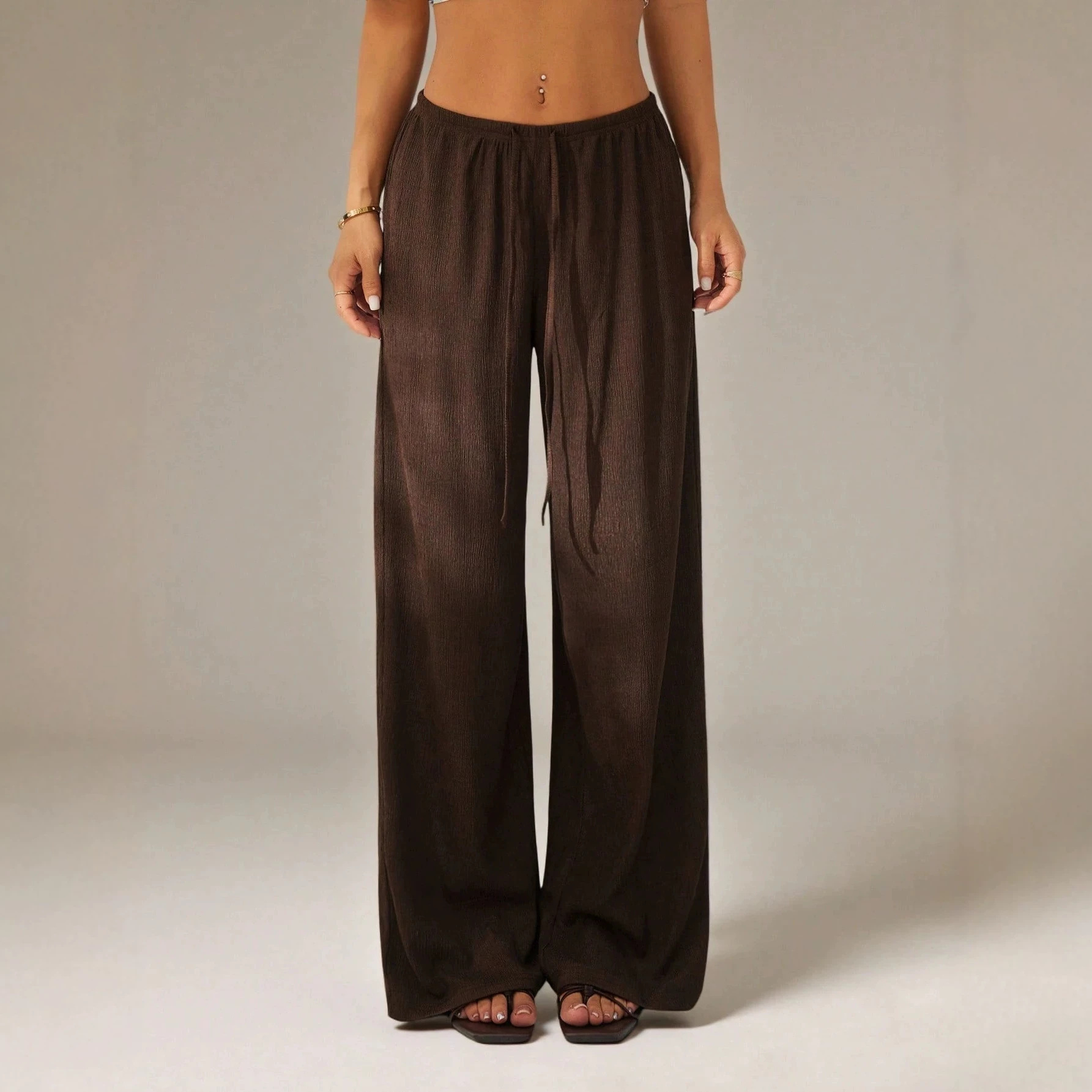 Women's Casual Relaxed-fit Lace-up Trousers