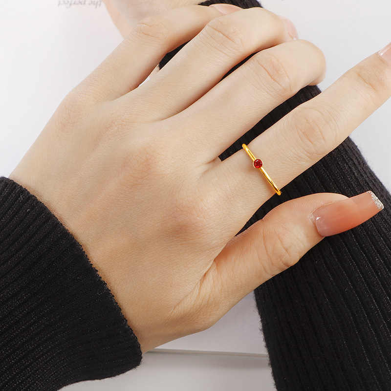 Special-interest Design Zircon Titanium Steel Ring Simple