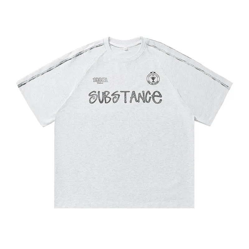 Retro Contrast Color Hand Painted Letter Print Short-sleeve
