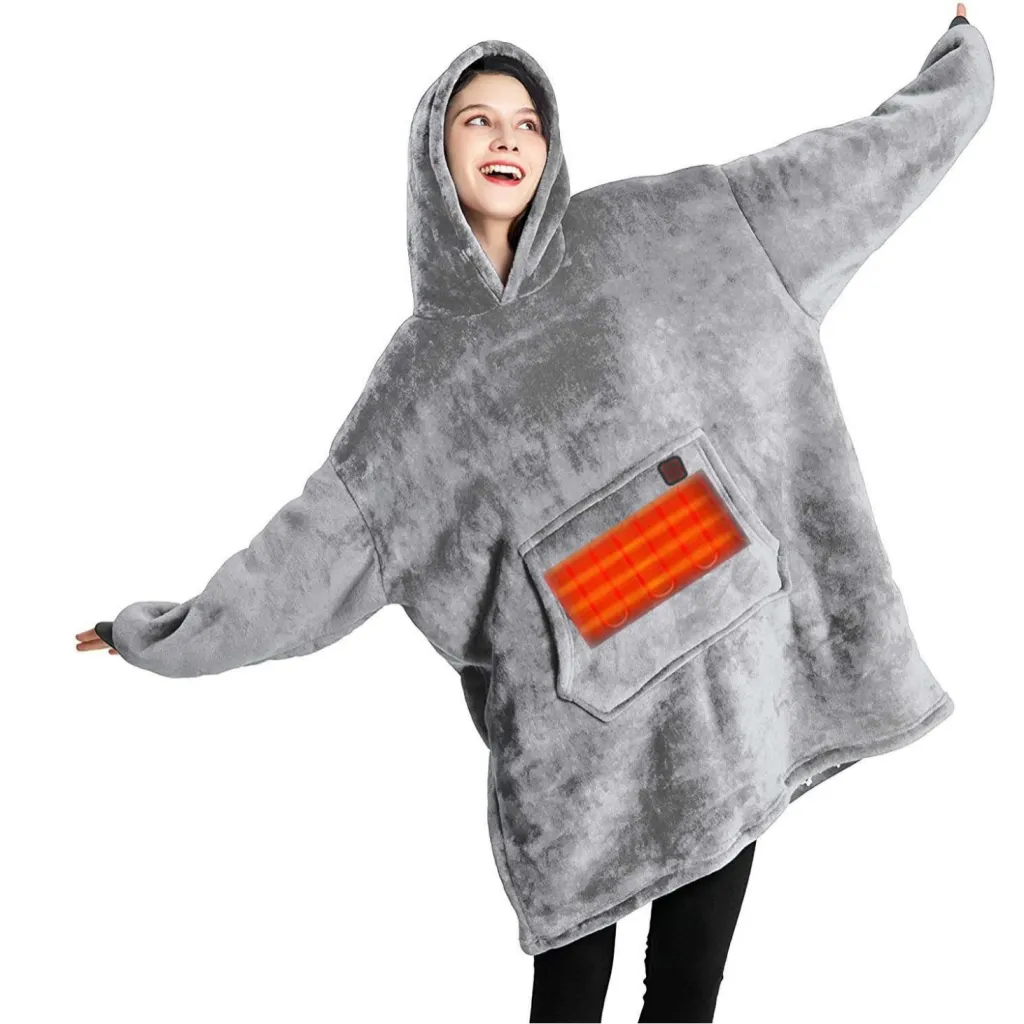 Thickened Plus Size USB Electric Heating Lazy Sweater - Gray