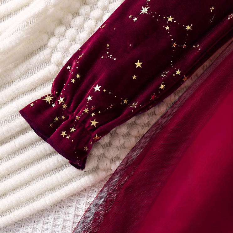 Western Style Children's Princess Dress XINGX Printed Velvet Skirt - Image 3