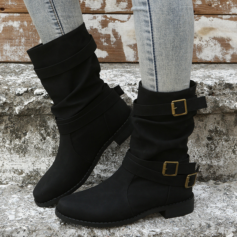 Faux Leather Low-Heel Boots, picture 4 of 7