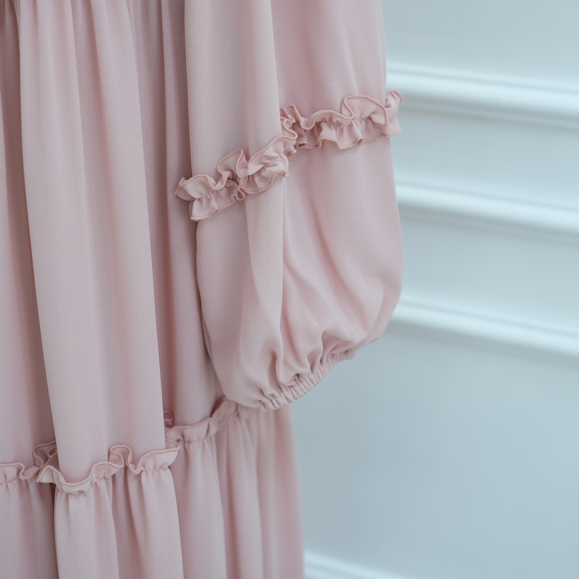 Lace-Trim Long-Sleeve Tiered Maxi Dress — product details and sizing image 21