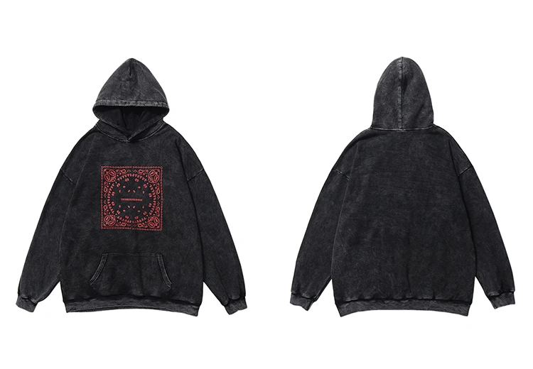 Title 3, Washed distressed hooded sweater