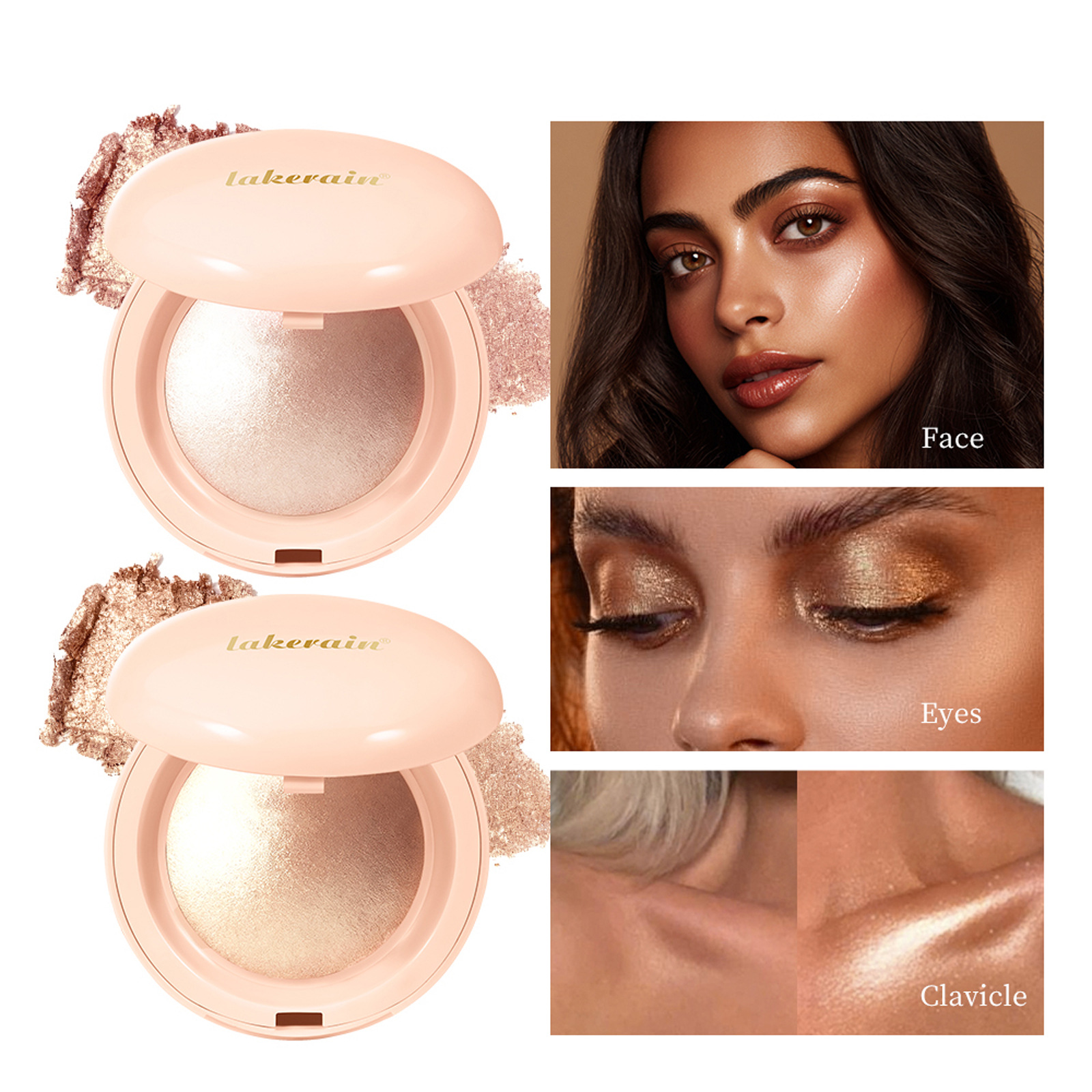 Lakerain Highlighter Powder, Three-dimensional Contour Matte Highlighter Powder 4