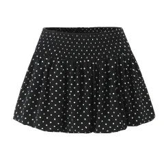 Niche Cute Youth-looking Polka Dot Puffy A- Line Bud Short Skirt - Black - View 1