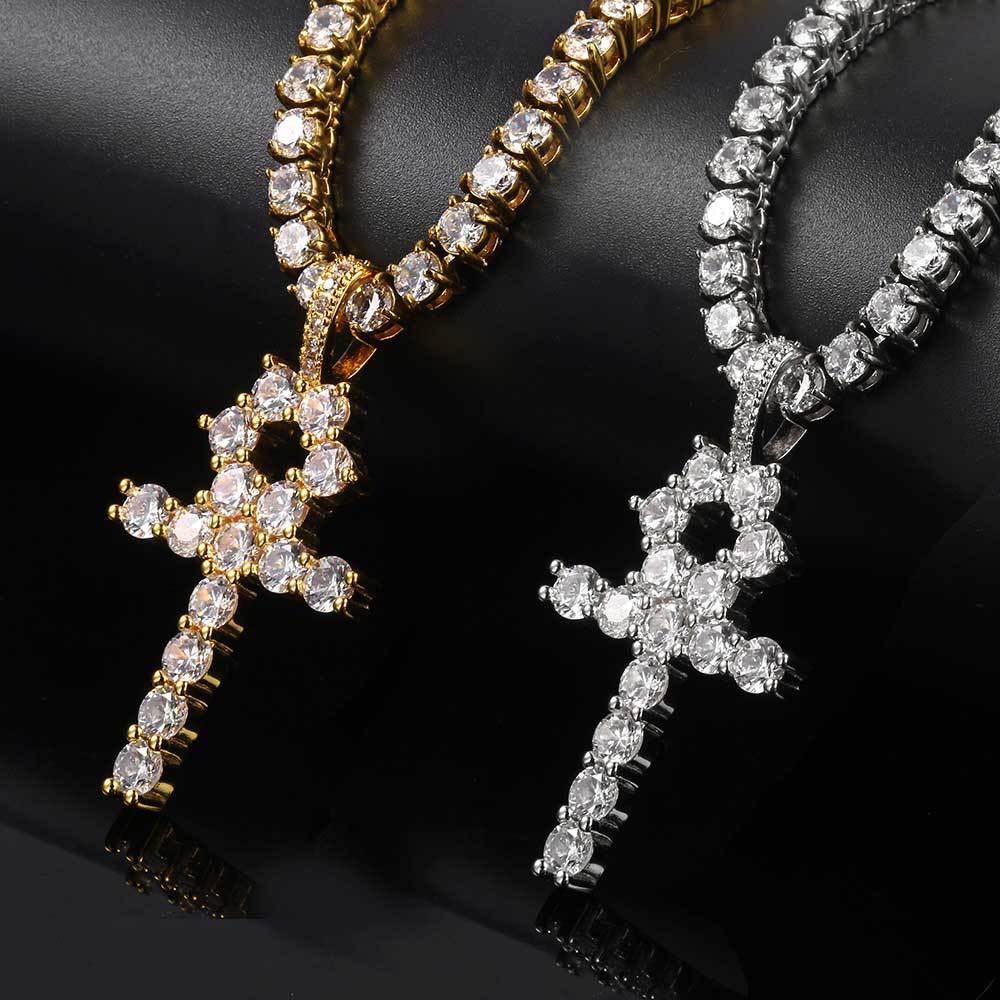 Cross Hip Hop Pendant Micro Zircon-laid Necklace
