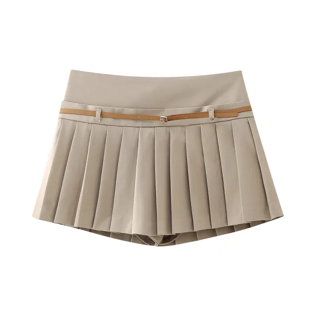 Women's Fashionable All match Wide Pleated Thin Belt Decorative Pantskirt Picture Color L - Shop at LoveMi