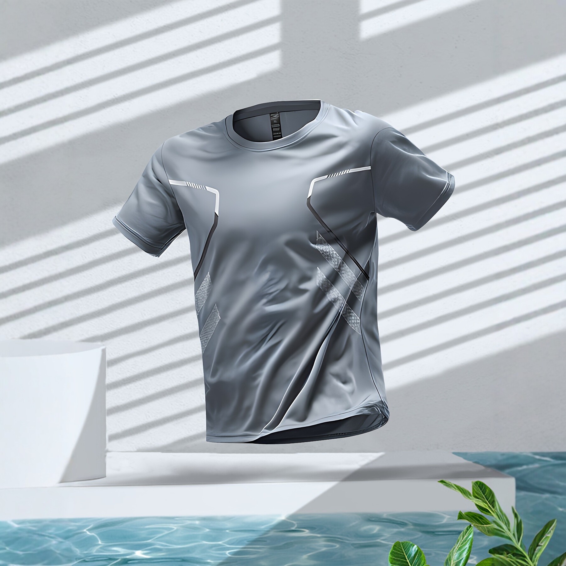 Mens Three-Piece Ice-Silk Quick-Drying Sports Short-Sleeve Top Set