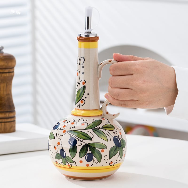 Underglaze Porcelain Olive Oil Vinegar Bottle Kitchen Seasoning Bottle