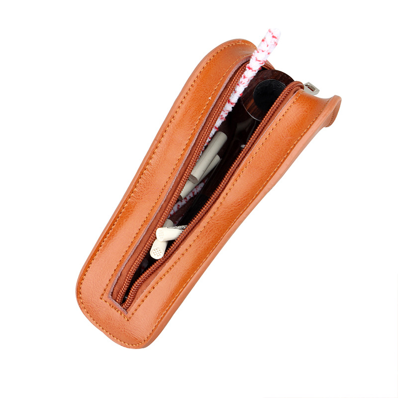 Single Handmade Cowhide Ebony Travel Portable Leather Pouch - Image 4