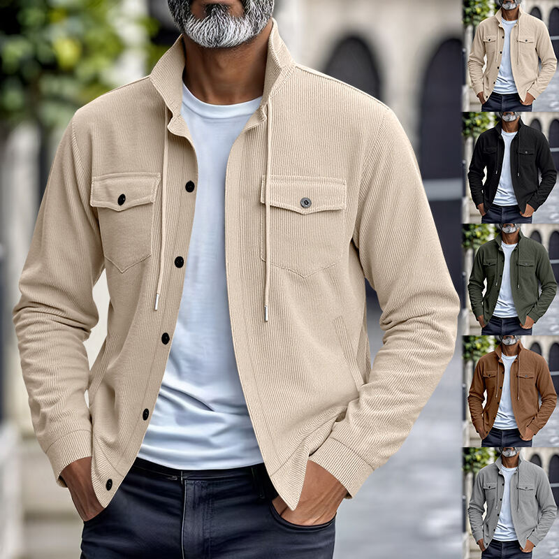 All-match Multi-pocket Stand-up Collar Long-sleeved Jacket For Men