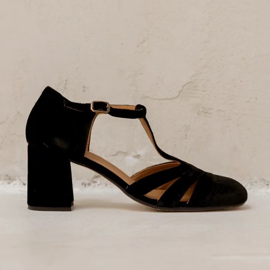 Womens Chunky-heeled Hollow-out High-heel Sandals