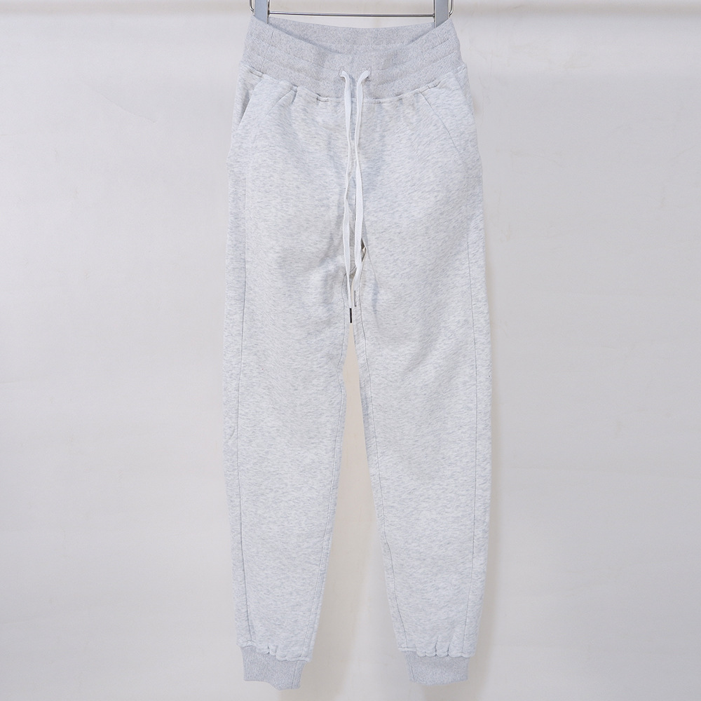 Drawstring Sports Pure Cotton Outdoor Fitness Ankle tied Women Plus Velvet Sweater Pants Gray White Sweater Pants - Shop at LoveMi