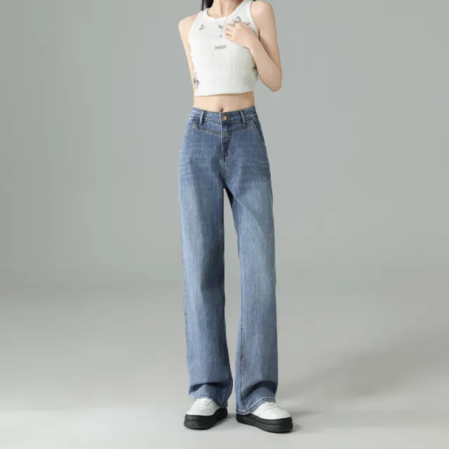 Fashionable Narrow Wide leg Jeans For Women Blue - Shop at LoveMi