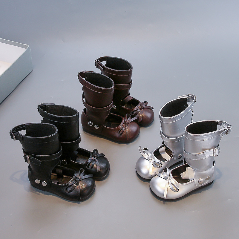 Springautumn New Ballet-style Bow-tie Boots Kids Retro Style