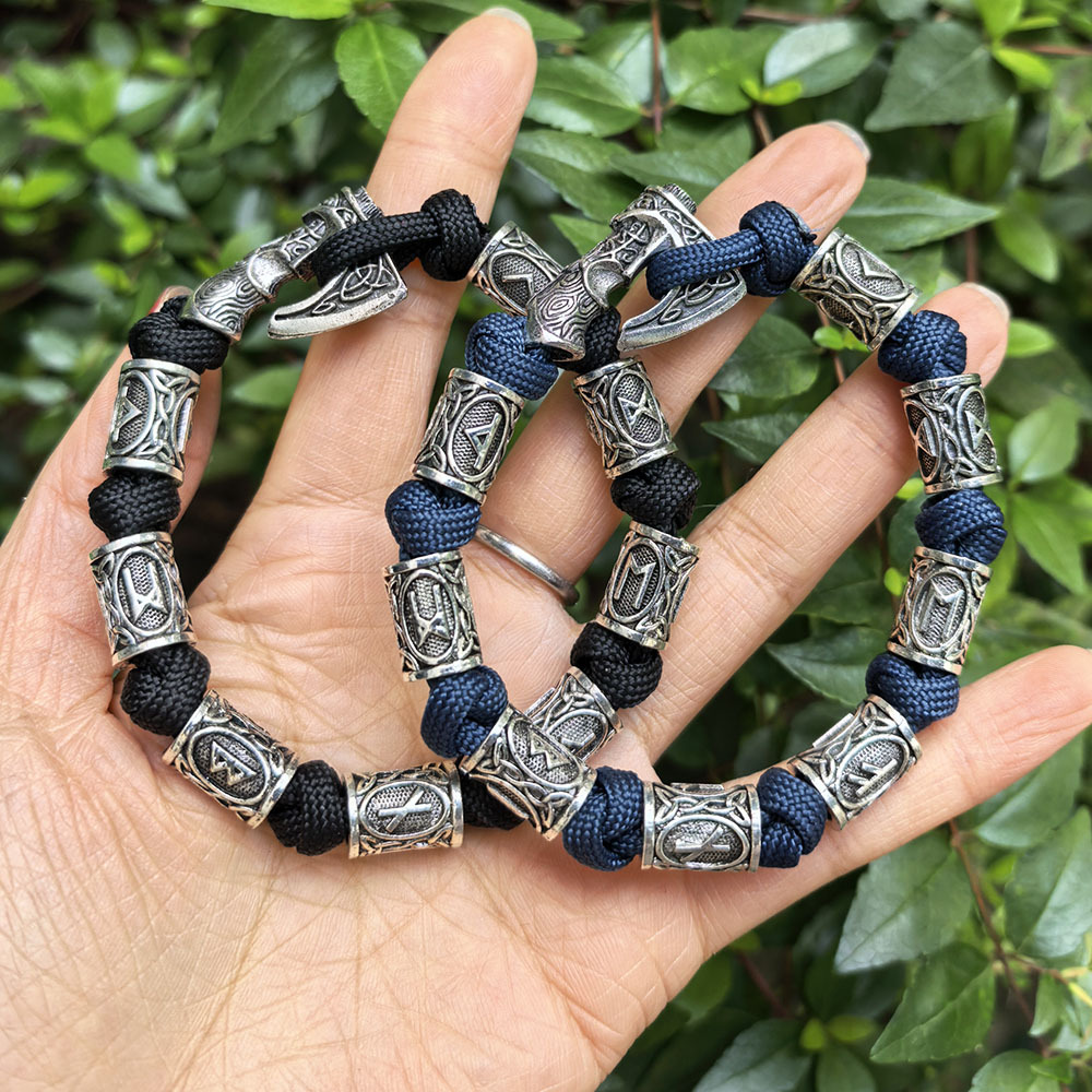 Handmade Paracord Viking Rune Bead Bracelet