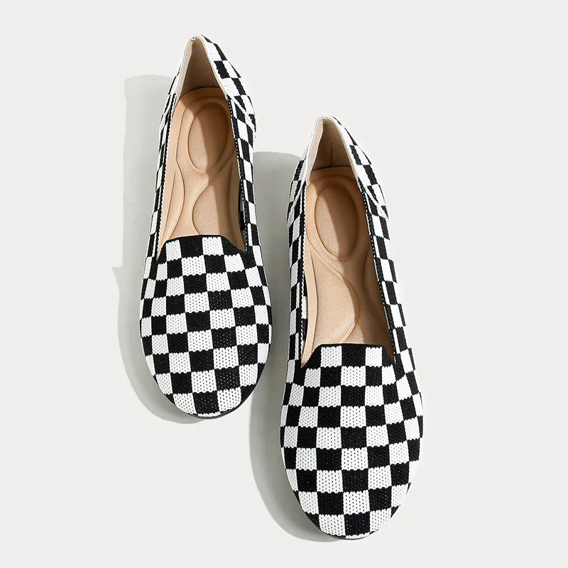 Pumps Round Head Woven Shallow Mouth Flying Woven Women's Flat Bottom - Go Grid-41