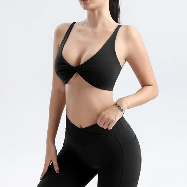 Nude Feel Adjustable Sports Underwear Women's Backless Twisted Chest Black - Shop at LoveMi