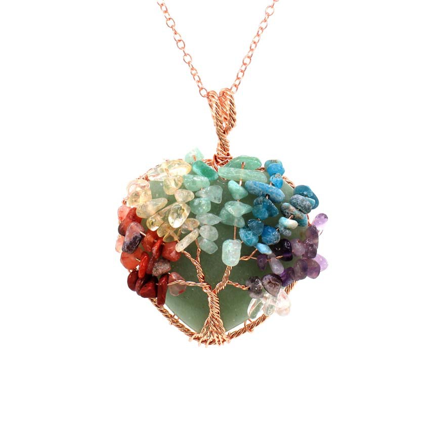 Crystal Heart-shaped Colorful Gravel Handmade Winding Pendant