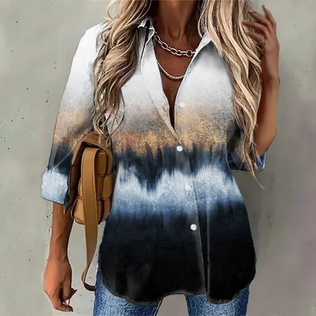 Spring NEW Long Sleeve Lapel Print Women's Shirt Mcs01342 - Shop at LoveMi