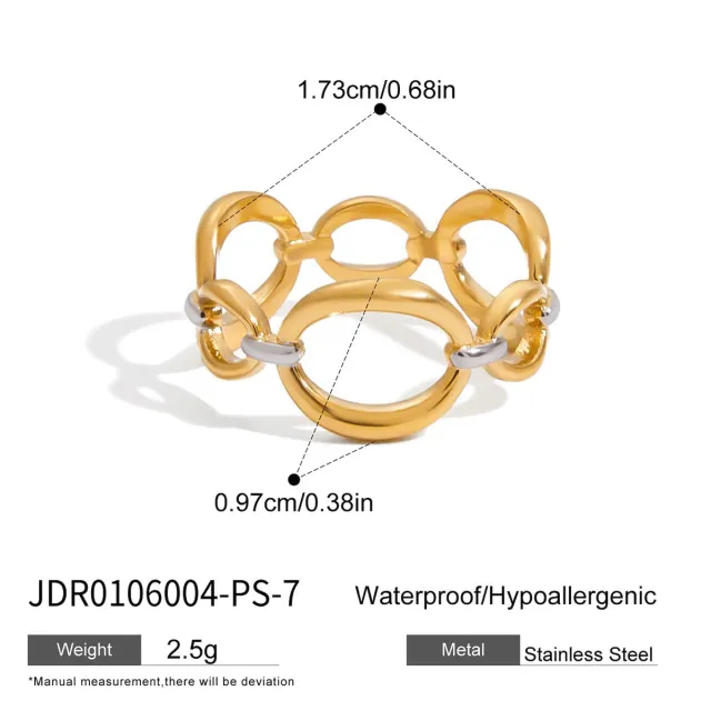 Design Sense Modern Minimalist 18K Gold Stainless Steel Gold And Silver Color Matching Ring Jdr0106004Ps7 - Shop at LoveMi