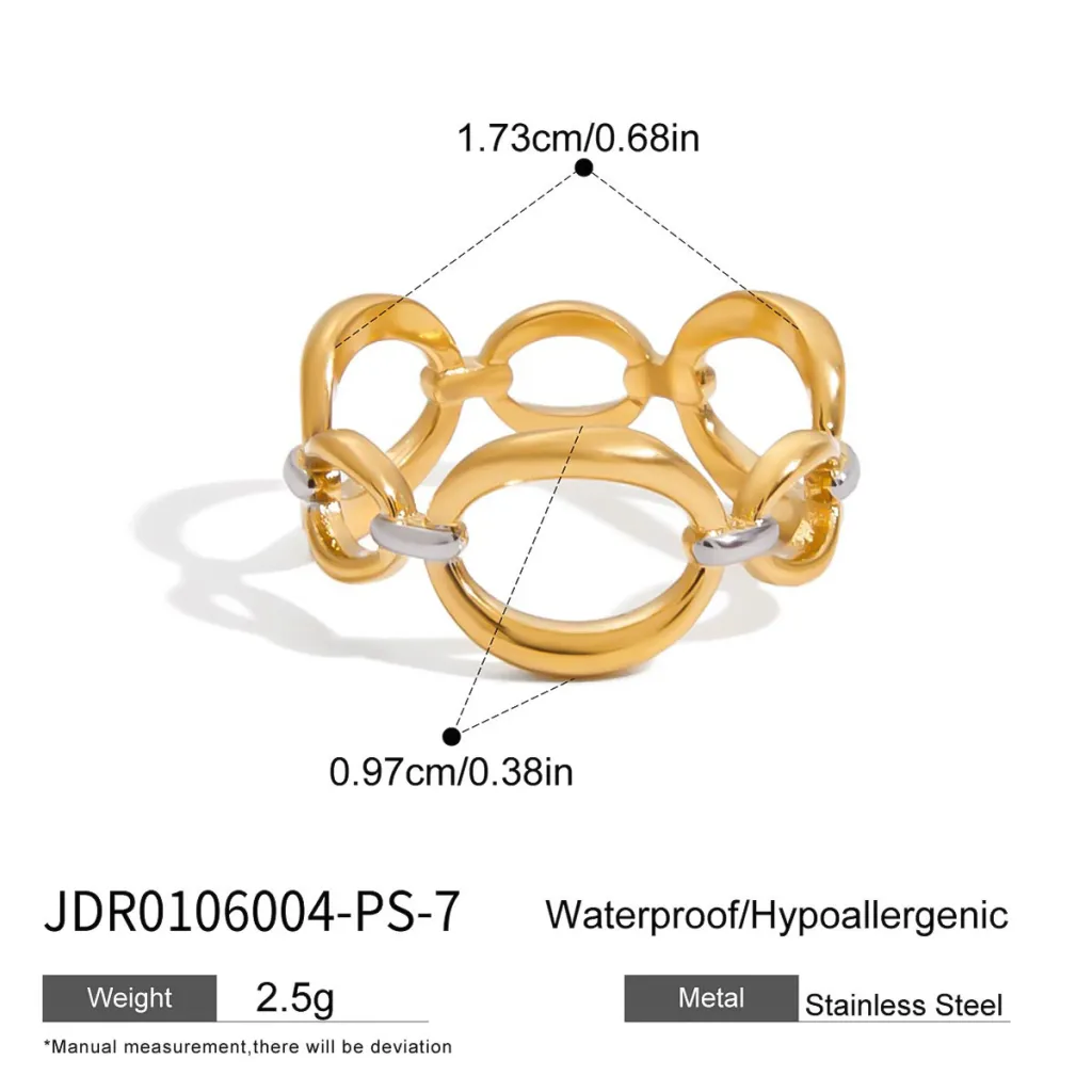Design Sense Modern Minimalist 18K Gold Stainless Steel Gold And Silver Colour Matching Ring - Jdr0106004Ps7