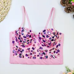 Niche Tube Top Beaded Light Diamond Sling Top - Mixed Color Foundation - View 1