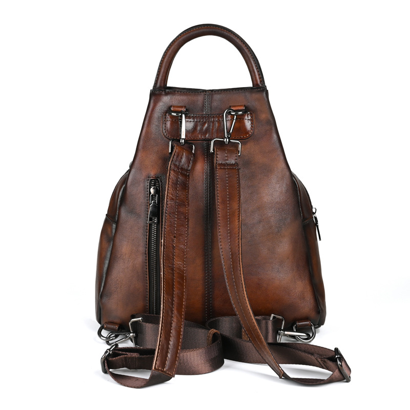 Sac à dos vintage de grande capacité en cuir de vachette pleine fleur – Image 3