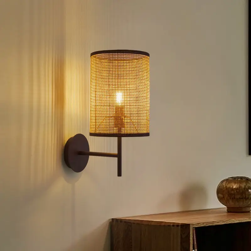 Rattan Japanese-style Simple Silent Bedroom Wall Lamp