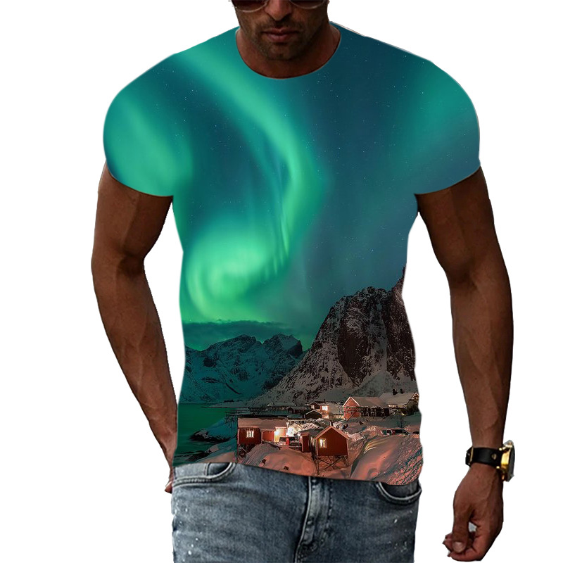 Title 6, T-shirt da uomo con stampa Trend 3D modello Aurora