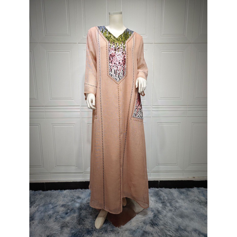 Sequin Embroidered V-Neck Long Dress, picture 10 of 12