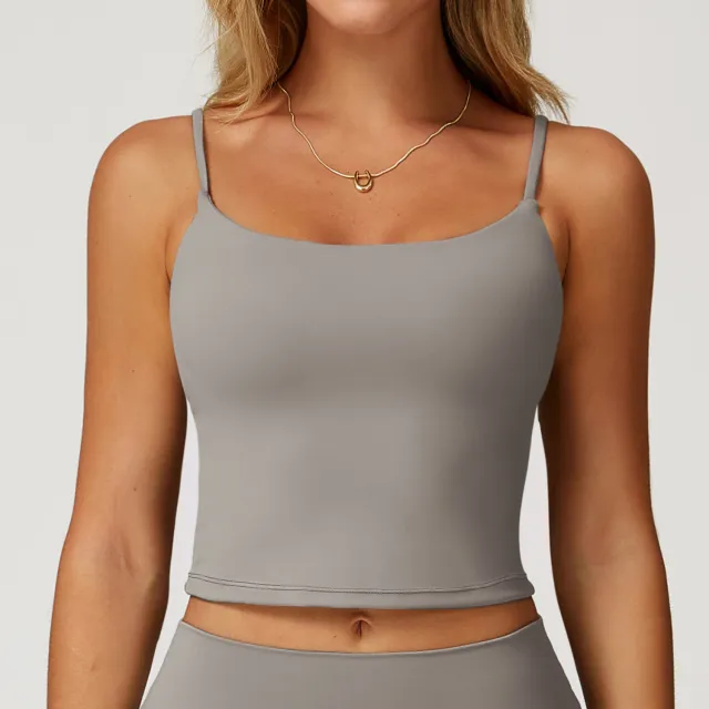 Brushed Yoga Vest Hollow Beauty Back Double shoulder Strap Ladies Frost Gray - Shop at LoveMi