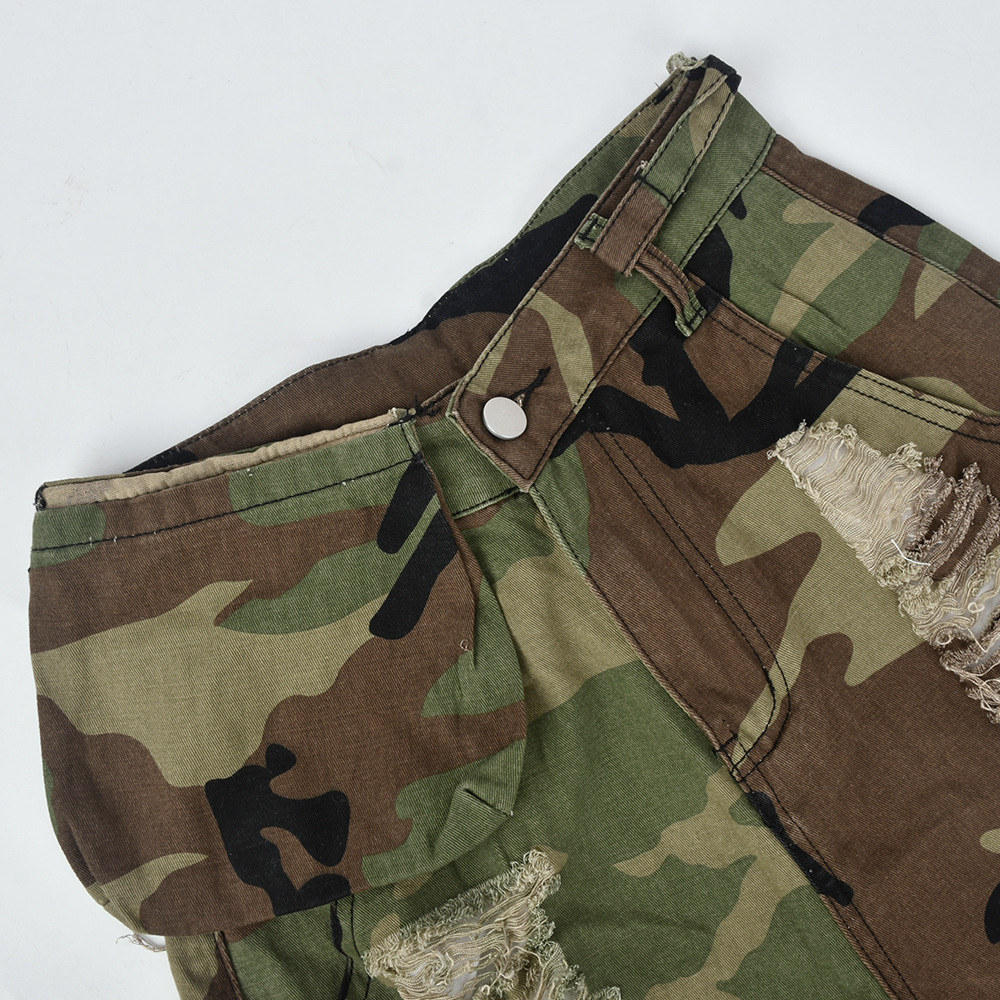 Title 21, Pantalon taille haute camouflage avec lavage pe...