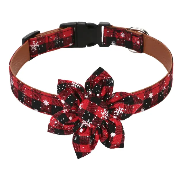 Dog Accessories Bow Tie Dog Collar Christmas Pet Collar Pu Sunflower Red - Shop at LoveMi