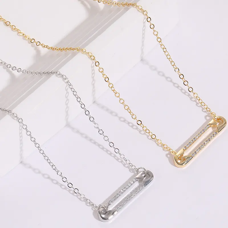 Pin Zircon Pendant Clip Personalized Design Versatile 14k Necklace
