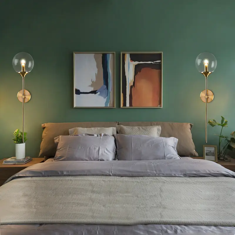 Simple Glass Wall Lamp Creative Bedroom Bedside Lamp